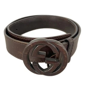 Ceinture en cuir marron foncé authentique GUCCI à emboîtement G 245863