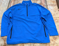 Nike Golf Mens Quarter Zip Windbreaker Jacket Blue Zip Pockets Long Sleeve XL