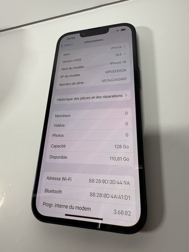 iPhone 14 - 128GB - Noir - Débloqué - Photo 9 sur 12