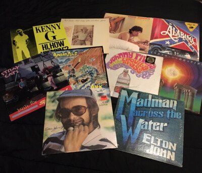 Lot Of 10 Vinyl Albums W/ 2 Elton John, Mick Jagger, Stray Cats ,Alabama, ETC