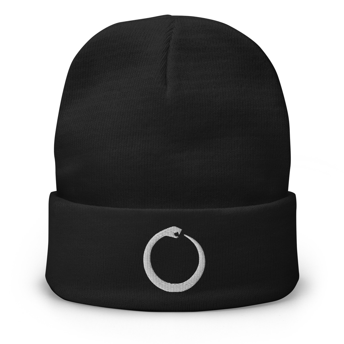 即完　IDEASWAM OUROBOROS BEANIE (Black) Ouroboros Snake Eating Tail Alchemy Symbol Embroidered Cuff Beanie