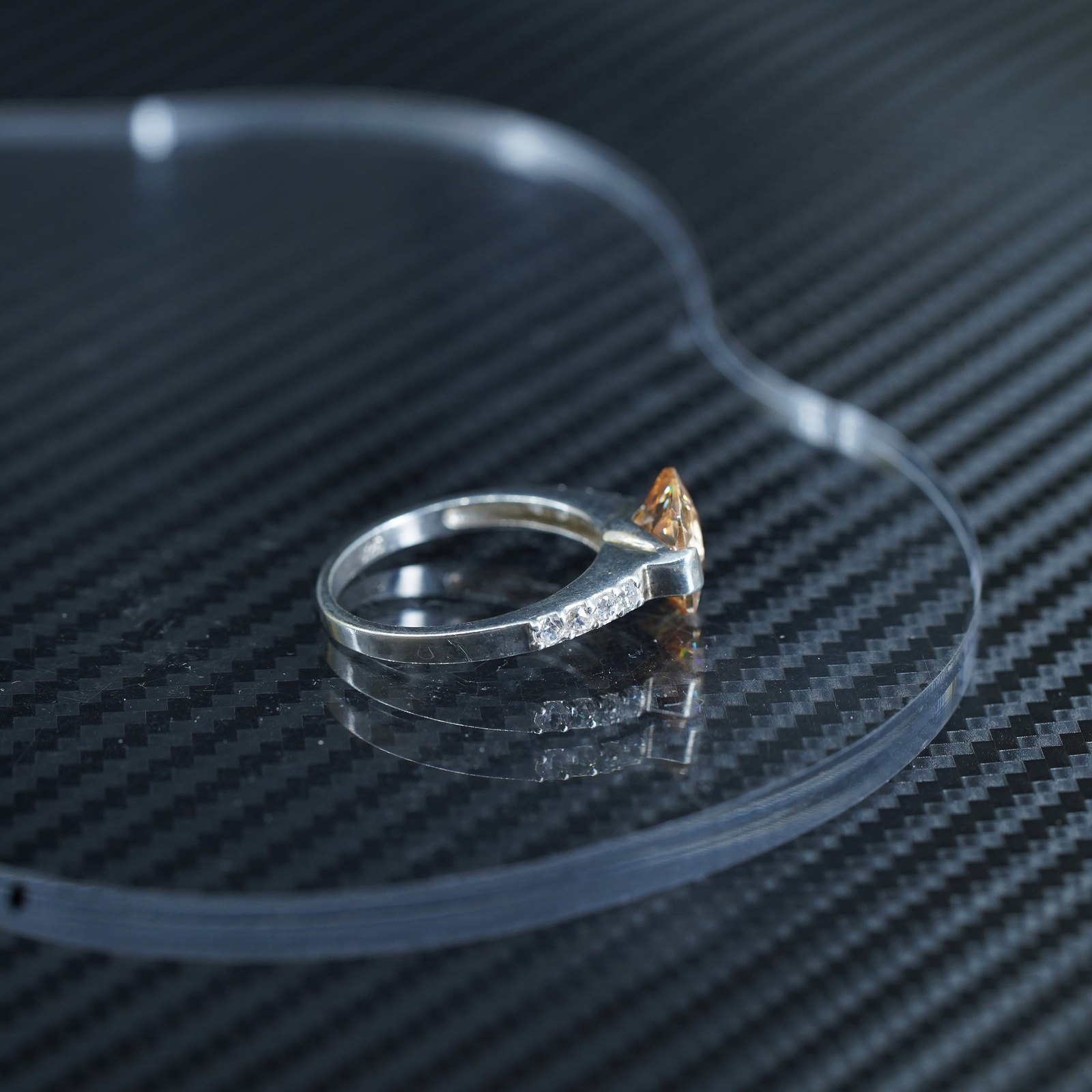 Size 8, sterling silver 925 stackable ring with s… - image 4