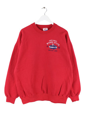 Jerzees 1996 Vintage North Dakota Embroidered Sweater Rot L Herren