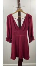 Lulus NWT In the Meadow Red Embroidered Backless Mini Dress Women's Large