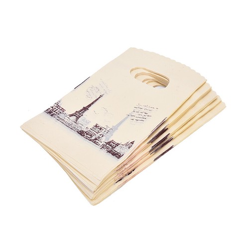 100pcs Yellow Eiffel Tower Packaging Bags Plastic Shopping Bags With Handle _ou - Picture 3 of 12