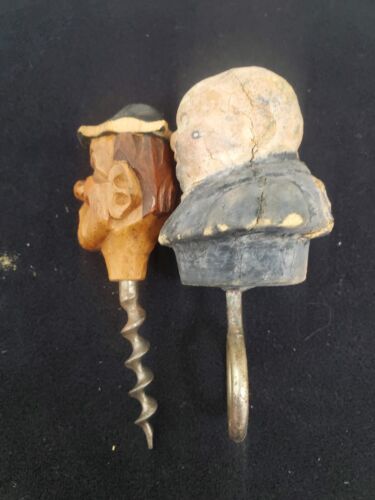 Old Carved head Cork screw & Bottle opener. Kind of looks like Laurel & Hardy - Picture 4 of 8