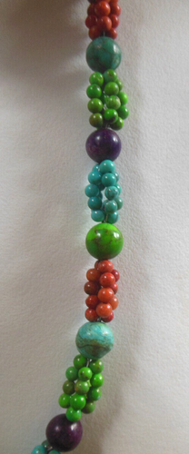Jay King DTR 925 Silver Turquoise Coral & Purple Bead Necklace 22" - Picture 2 of 2