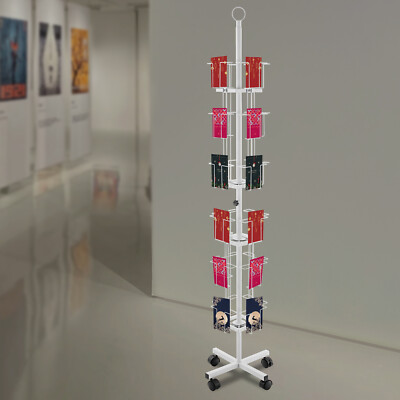 Greeting Cards Display Rack,24-Pocket Rotating Postcard Stand with 4 Wheel Brake