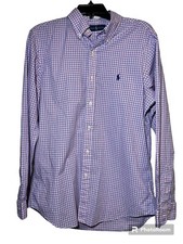 Ralph Lauren Polo Mens Medium Long Sleeve Button Down Pink And Plaid Dress Shirt