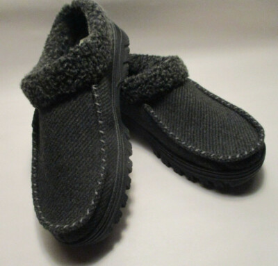 Dearfoams Men Small (7-8) Charcoal Indoor/Outdoor Memory Foam