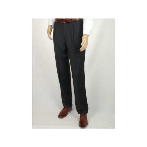 Pantalones plisados para hombre MANTONI 100 % lana Super 140's ajuste clásico 46306-3 carbón - Imagen 3 de 11