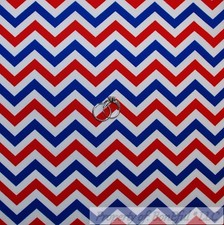 BonEful Fabric FQ Cotton Quilt White Red Blue Small American Flag Chevron Stripe