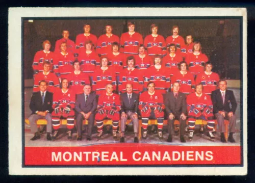 1974-75 O PEE CHEE 330 MONTREAL CANADIENS TEAM card marked w/Steve Shutt Lafleur