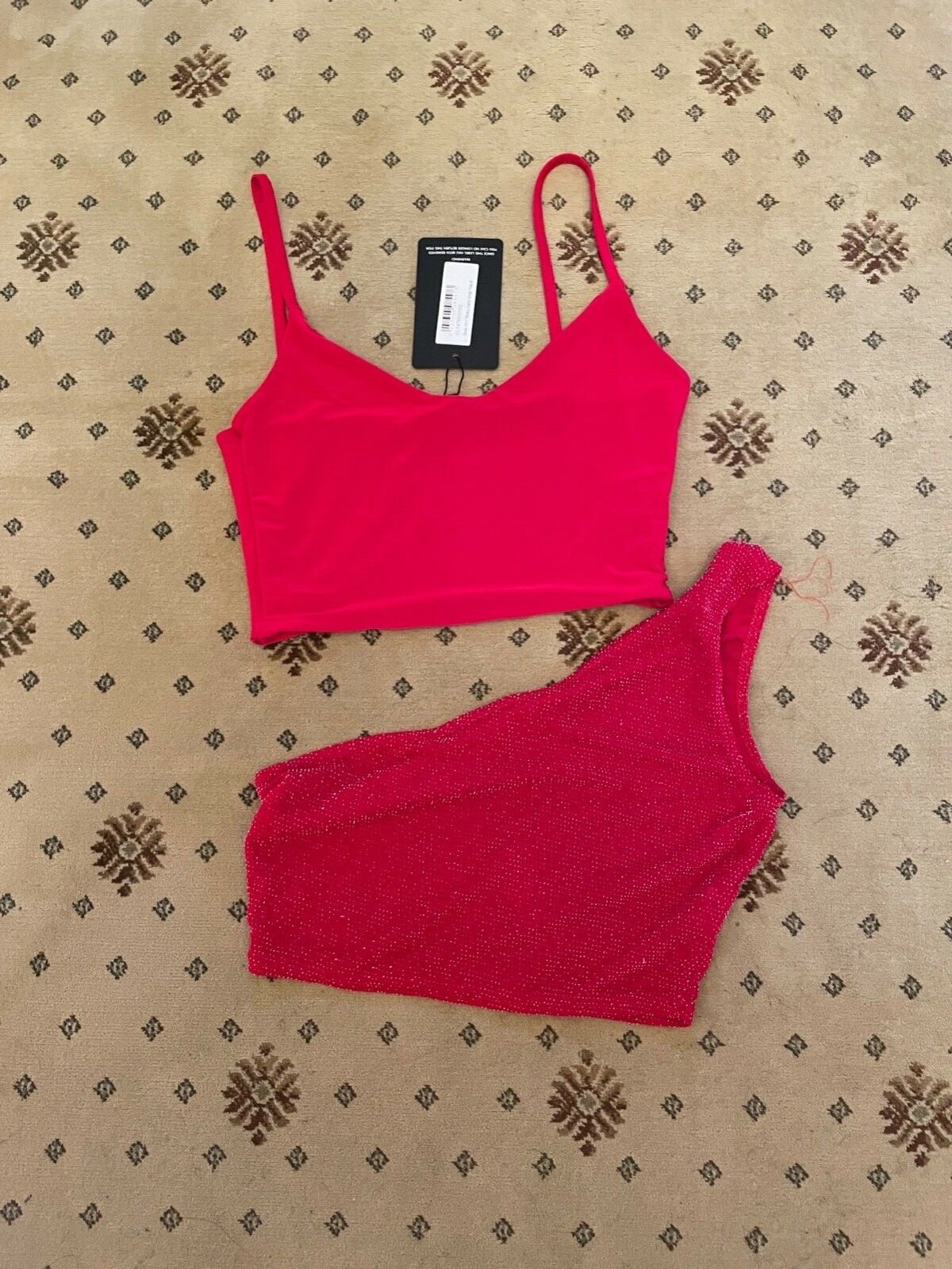 red crop top size 8, two one glittery one plain-image