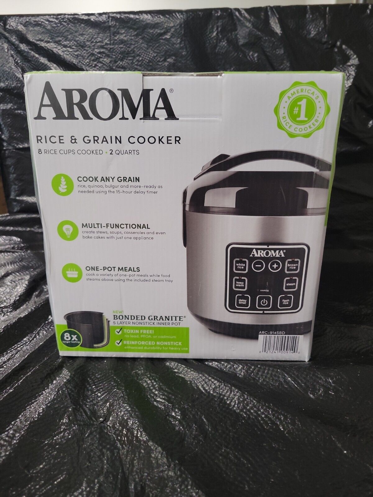 Aroma 8-Cup (Cooked) Rice & Grain Cooker, Steamer, New Bonded Granited  Coating