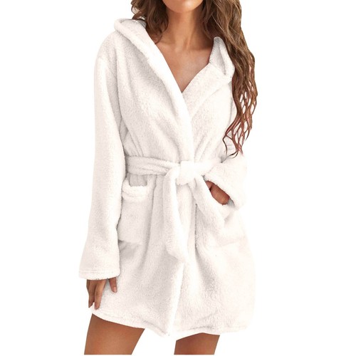 Women Ladies Luxury Long Bath Robe Dressing Gown Flannel Fleece Soft Bathrobe AU - Picture 10 of 17