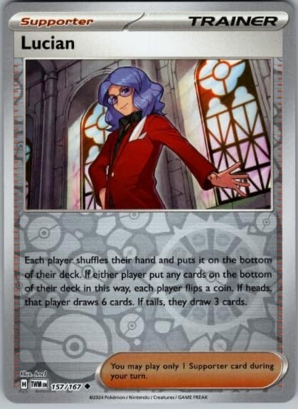 Pokemon - Lucian 157/167 - Reverse Holo - Twilight Masquerade - NM/M - NEW