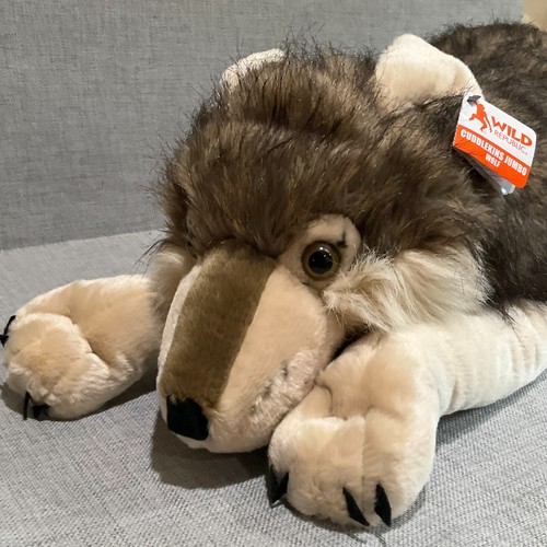 Wild Republic Timber Wolf Realistic Plush Laying Stuffed Animal 38” Jumbo XL Toy