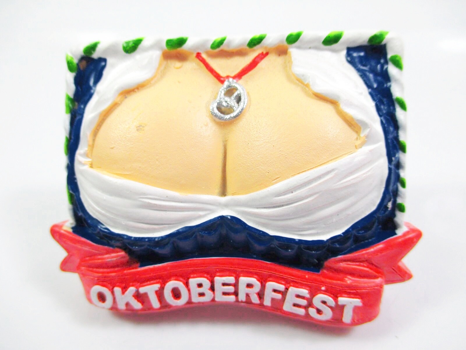 Bavaria Magnet Poly Dirndl Fest Bavaria Germany Souvenir with Pretzel Necklace