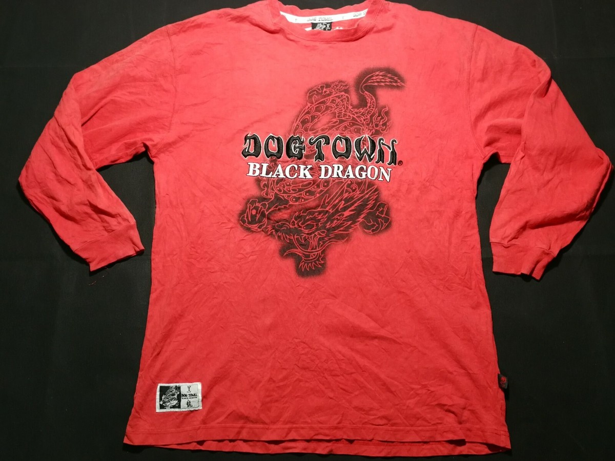 90s Dog Town BLACK DRAGON ベースボールシャツ Dog Town Black Dragon T Shirt Long Sleeve Big Size XL