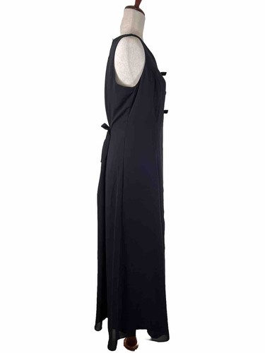Vintage Y2k/90s Midi Dress Black Size Large Gold Embroidery Bow Detail Tank - Picture 4 of 17