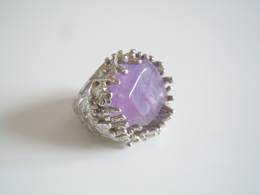 Ring Stainless Steel Amethyst Solid Stamp 316L SS… - image 1