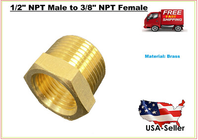 Solid Brass Pipe Fitting Adapter 1/2'' Male NPT to 3/8'' Female NPT