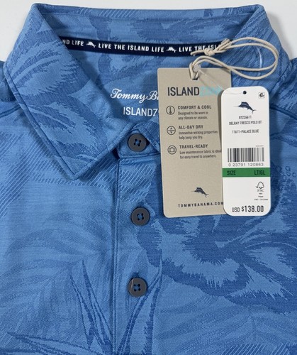 NWT Tommy Bahama Men Big/Tall Miramar IslandZone Polo 3XLB 4XLB Blue A3 - Picture 4 of 10