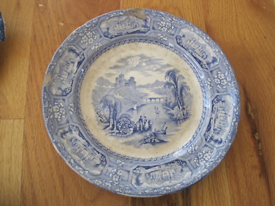Flow Blue Dinner Plate T J and J Meyer Florentine 9 3/4''