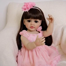 Lifelike Reborn Baby Dolls 22" Vinyl Full Body Gorgeous Handmade Girl Great Gift