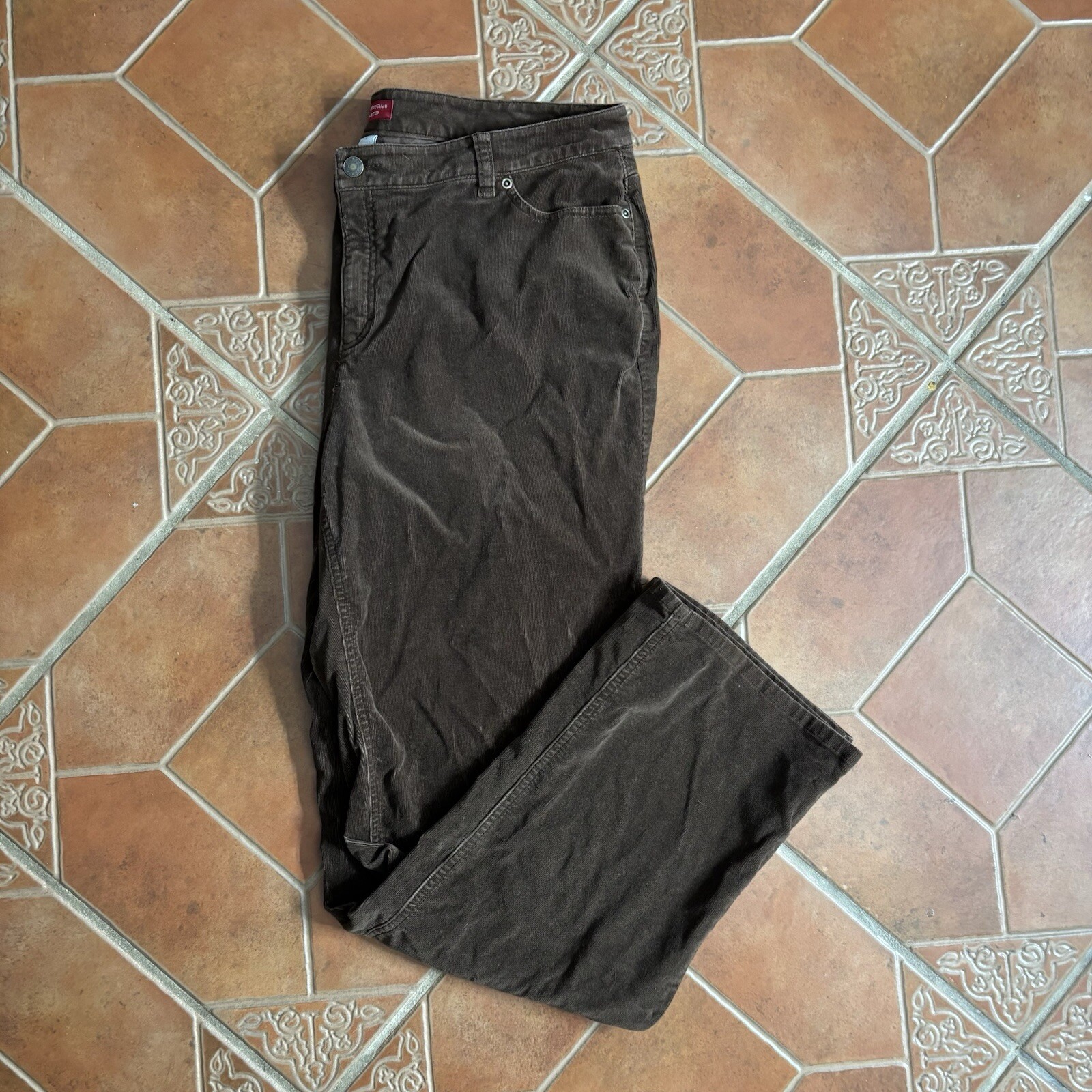 Charter Club Slim It Up Vintage Style Brown Corduroy Pants Womens Size 14