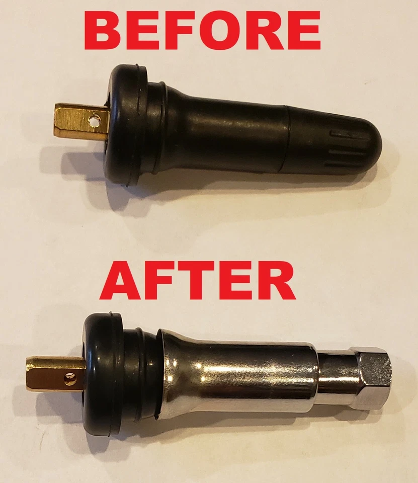 UNIVERSAL TPMS Tire Rubber Valve Stem Chrome Dress Up Kit Sleeve Covers Caps 414 - Image 4 of 4