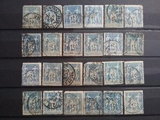SA49 - Vrac Lot 24 Timbres oblitérés Sage bleu 15 c  France Cote 48 € à étudier