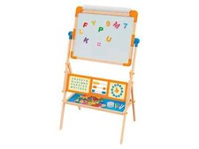 Playtive Holz Standtafel doppelseitig Zeichentafel mit Lernuhr Kinder Tafel NEU
