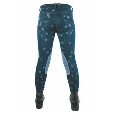 Kids Horse Riding Breeches Star Pattern Knee Patch Boys Girls Equestrian Tights