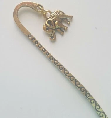 DESIGN BY KIMPENINC Tibetan Gold Bookmark with Elephant Charm ∞ Gift Wrapped