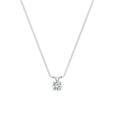 3/4 Ct Round Lab Created Grown Diamond Pendant Necklace 14K White Gold E/VVS 16''