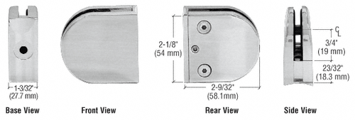 Brushed Stainless Z-Series Round Type 1-1/2" Radius Base Stainless Steel Clamp - Picture 3 of 5