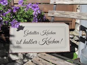 Details Zu Shabby Chic Metallspruchschild Halber Kuchen Metallschild Lustige Sprüche