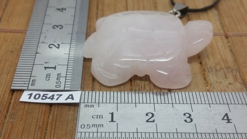 Pendentif tortue 42 mm en QUARTZ ROSE + cordon reglable lithotherapie reiki - Picture 2 of 4