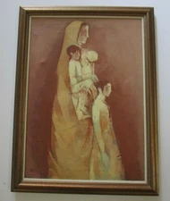 PARSHOTAM SINGH (c. 1935-) Indian PAINTING RARE ABSTRACT CUBISM MODERNISM FIGURE