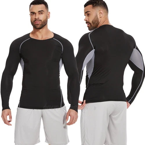 2er Pack Herren Kompressionsunterwäsche Unterunterwäsche Oberteil Tight Langarm T-Shirts - Bild 23 von 32