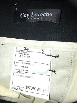 34 GUY LAROCHE black cargo pants ITALY mens trousers sexy |