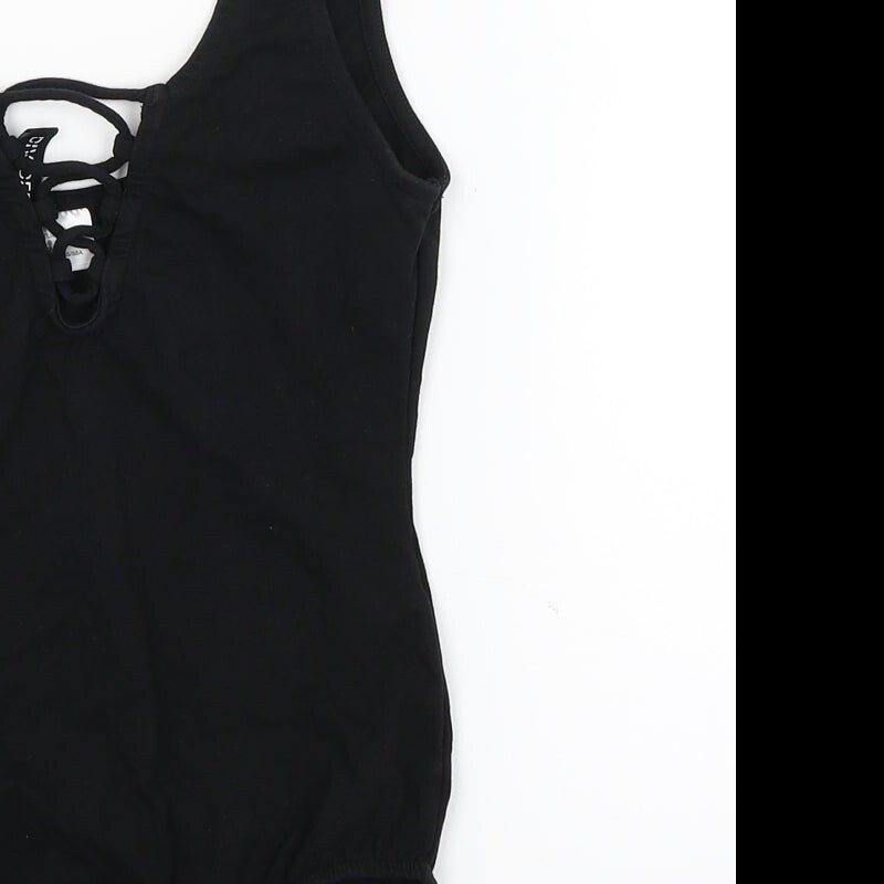 Divided Womens Black Cotton Blend Bodysuit One-Piece Size S image 10