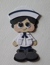 Navy Gal Black Hair. Scrapbook, Card Making Paper Piecing