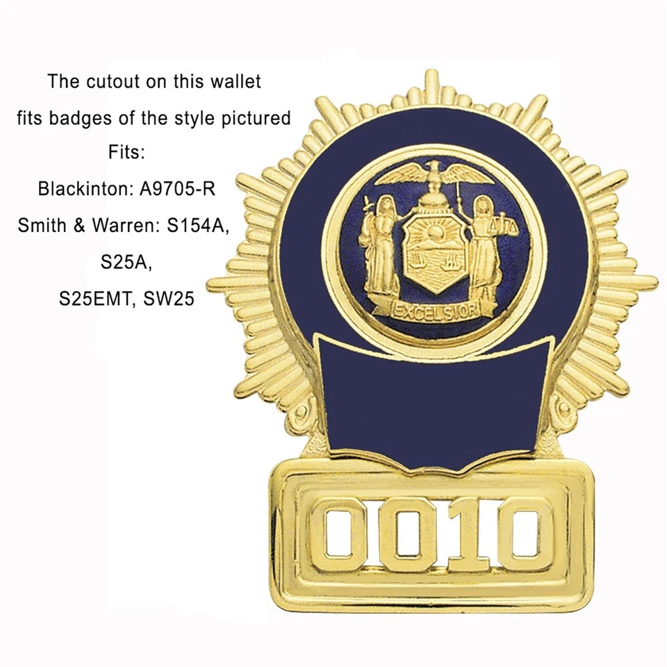 Perfect Fit NY Police Badge Wallet Black Leather Bi Fold Fits NYPD Detective - Image 3 of 4