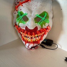 LIGHTED FLASHING EVIL CLOWN HALLOWEEN MASK/COSPLAY