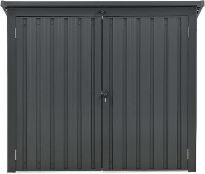 Outdoor Storage Shed for Trash and Recyclables, Pent Roof, Galvanized Steel, 2-P