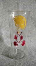 VINTAGE ANCHOR HOCKING CHERRIES LEMON DRINKING GLASS ICED TEA TUMBLER 1537