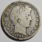 1899-P Barber Half Dollar 50c Coin ~ 90% Silver Coin (A107)